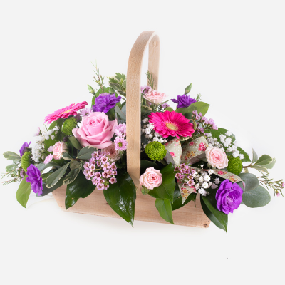 Bon Bon 
 - Shower them with love with this cutesy collection of seasonal flowers in pretty pastels. Beautifully arranged and stylishly presented in a traditional basket. 
